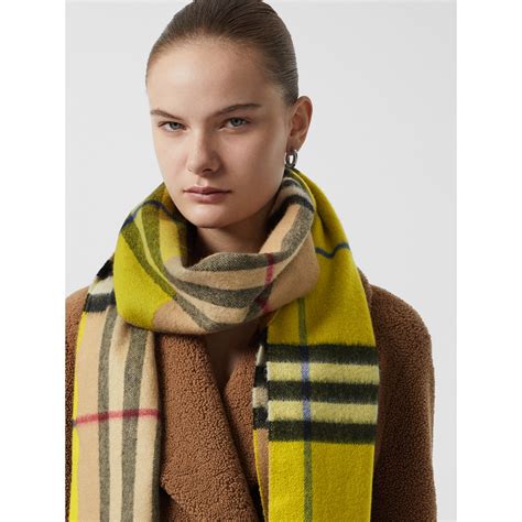 burberry check cashmere scarf 9 x 73|burberry reversible check cashmere scarf.